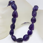 Chunky Unusual Shapes Amethyst Bead Necklace / Chain with Sterling Silver Clasp