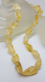 Chunky Citrine Bead Necklace / Chain with Sterling Silver Clasp