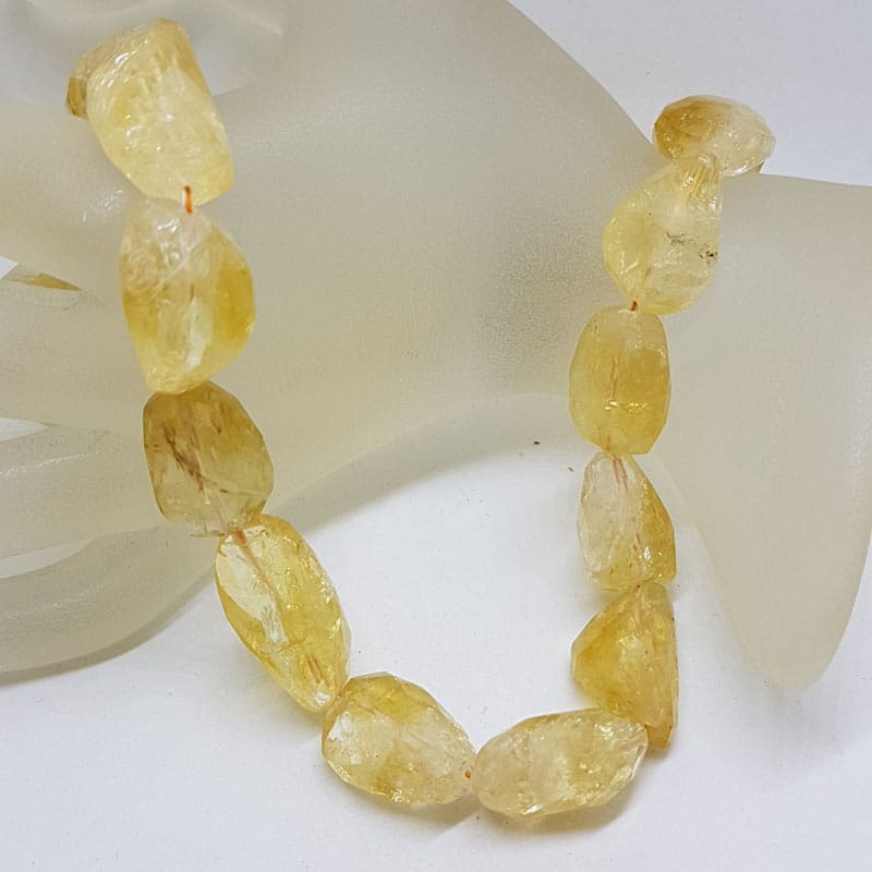 Chunky Citrine Bead Necklace / Chain with Sterling Silver Clasp