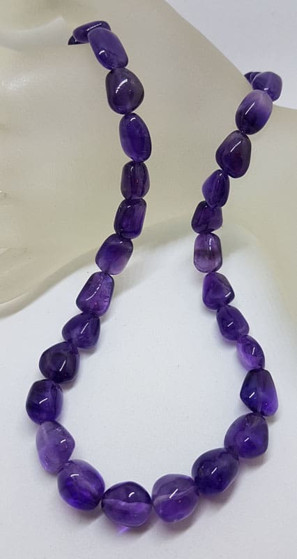 Amethyst Bead Necklace / Chain with Sterling Silver Bolt Clasp