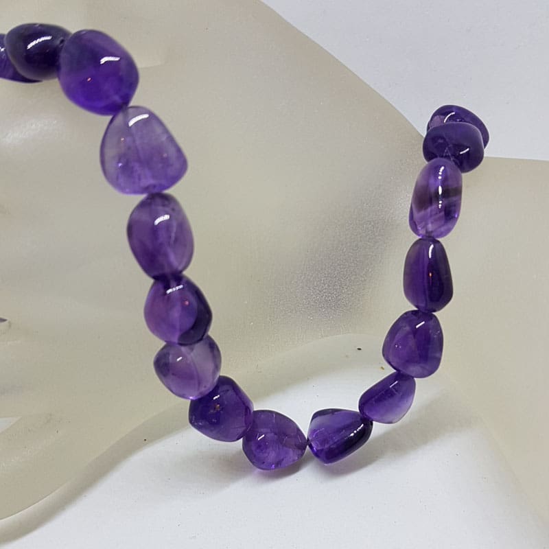 Amethyst Bead Necklace / Chain with Sterling Silver Bolt Clasp