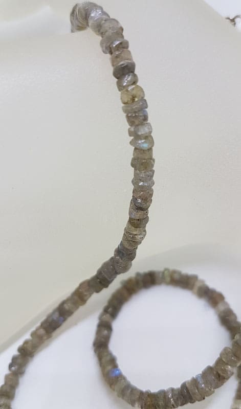 Labradorite Bead Necklace / Chain with Sterling Silver Clasp