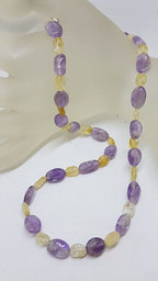 Amethyst and Citrine Bead Necklace / Chain with Sterling Silver Clasp