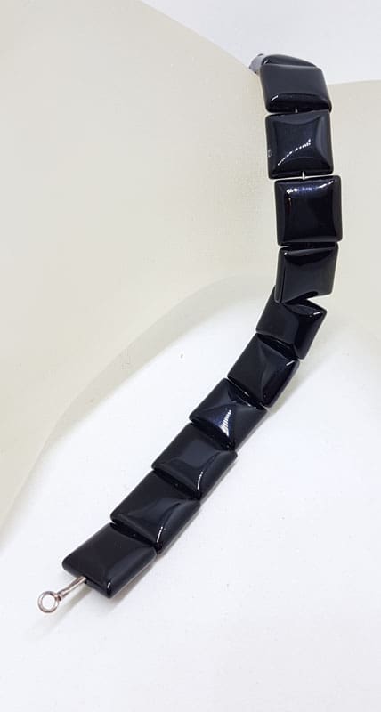 Black Onyx Bead Bracelet with Sterling Silver Clasp