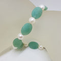 Sterling Silver Blue Chalcedony and Pearl  Bracelet