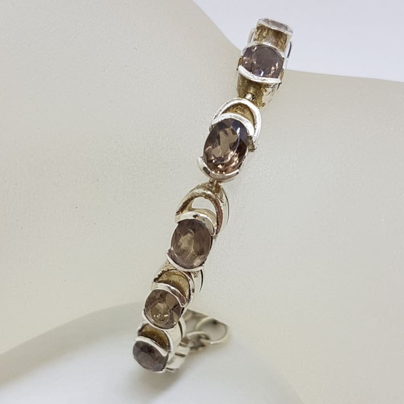 Sterling Silver Oval Smokey Quartz Bracelet