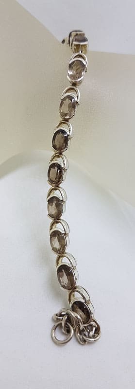 Sterling Silver Oval Smokey Quartz Bracelet