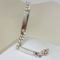 Sterling Silver Flat Curb Link with Rectangular Identity Style Links Bracelet