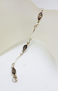Sterling Silver Marquis Smokey Quartz Bracelet