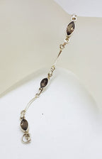 Sterling Silver Marquis Smokey Quartz Bracelet