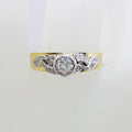 18ct Yellow Gold with Platinum Ornate Antique High Set Diamond Engagement Ring - Vintage / Antique