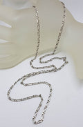 Sterling Silver Long 1 x 1 Figaro Link Necklace / Chain