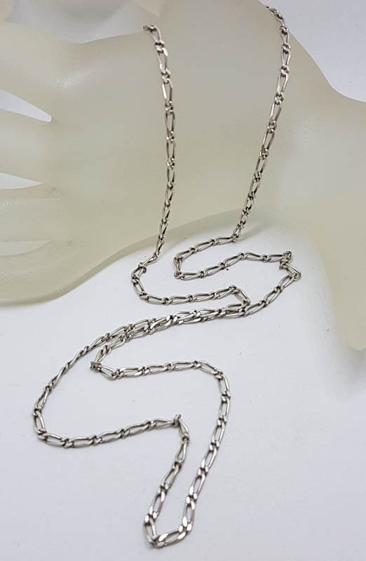 Sterling Silver Long 1 x 1 Figaro Link Necklace / Chain