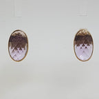 9ct Yellow Gold Amethyst Bezel Set Oval Studs / Earrings