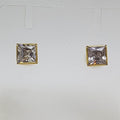 9ct Yellow Gold Square Cubic Zirconia Studs / Earrings