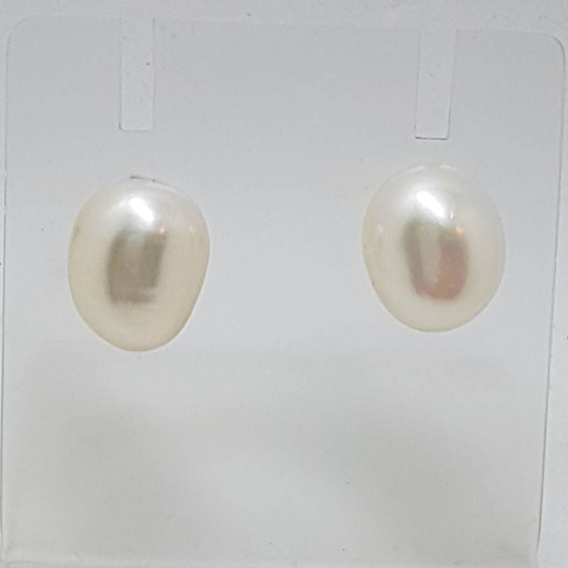 9ct Yellow Gold Freeform Pearl Studs / Earrings - Large