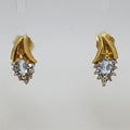 9ct Yellow Gold Aquamarine and Diamond Studs / Earrings