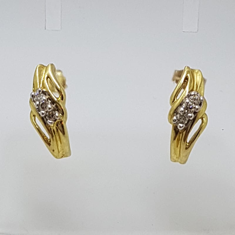 10ct Yellow Gold Diamond Ornate Studs / Earrings