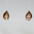 9ct Rose Gold Natural Morganite - Teardrop / Pear Shape - Studs / Earrings