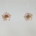 9ct Yellow Gold Round Rose Quartz Studs / Earrings