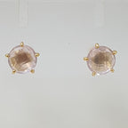 9ct Yellow Gold Round Rose Quartz Studs / Earrings