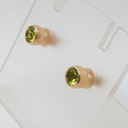 9ct Rose Gold Round Bezel Set Peridot Studs / Earrings