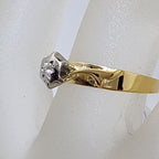 18ct Yellow Gold High Set Diamond Solitaire Ring - Antique / Vintage