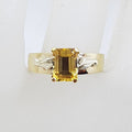 9ct Yellow Gold Rectangular Natural Citrine High Set on Wide Band Ring - Antique / Vintage
