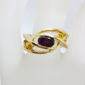 9ct Yellow Gold Garnet &amp; Citrine Wide Open Wave Ring