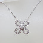 9ct White Gold Bow Diamond Pendant on 9ct Chain