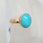 9ct Rose Gold Natural Amazonite Ring - Stackable - Oval