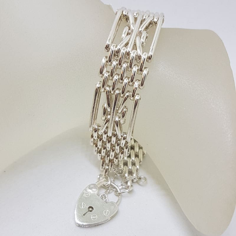 Sterling Silver Wide Gatelink Padlock Bracelet
