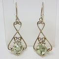 Sterling Silver Green Amethyst / Prasiolite Ornate Earrings