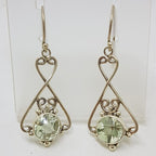 Sterling Silver Green Amethyst / Prasiolite Ornate Earrings