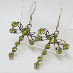Sterling Silver Large Peridot Dragonfly Drop Earrings