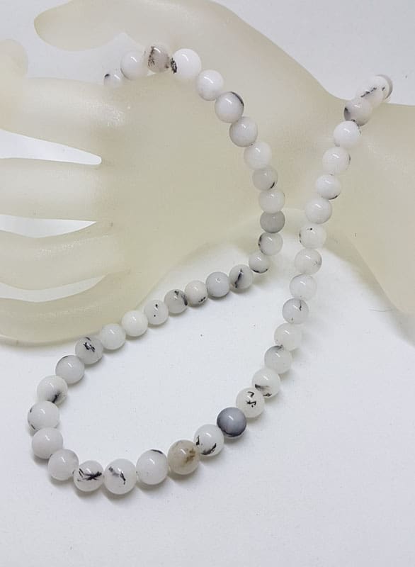 Tourmalinated Quartz / Tourmaline Quartz Bead Necklace with Sterling Silver Clasp