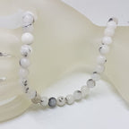Tourmalinated Quartz / Tourmaline Quartz Bead Necklace with Sterling Silver Clasp