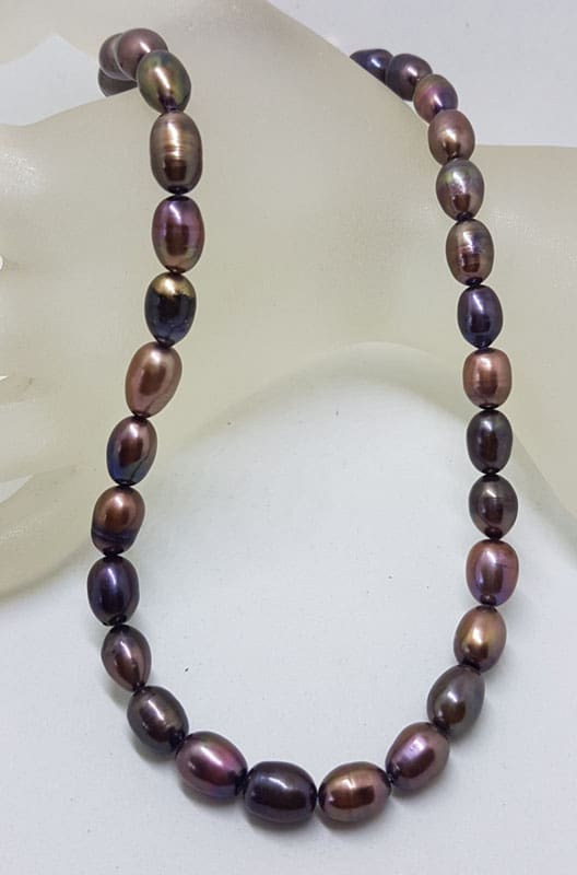 Brown Freshwater Pearl Bead Necklace with Sterling Silver Clasp