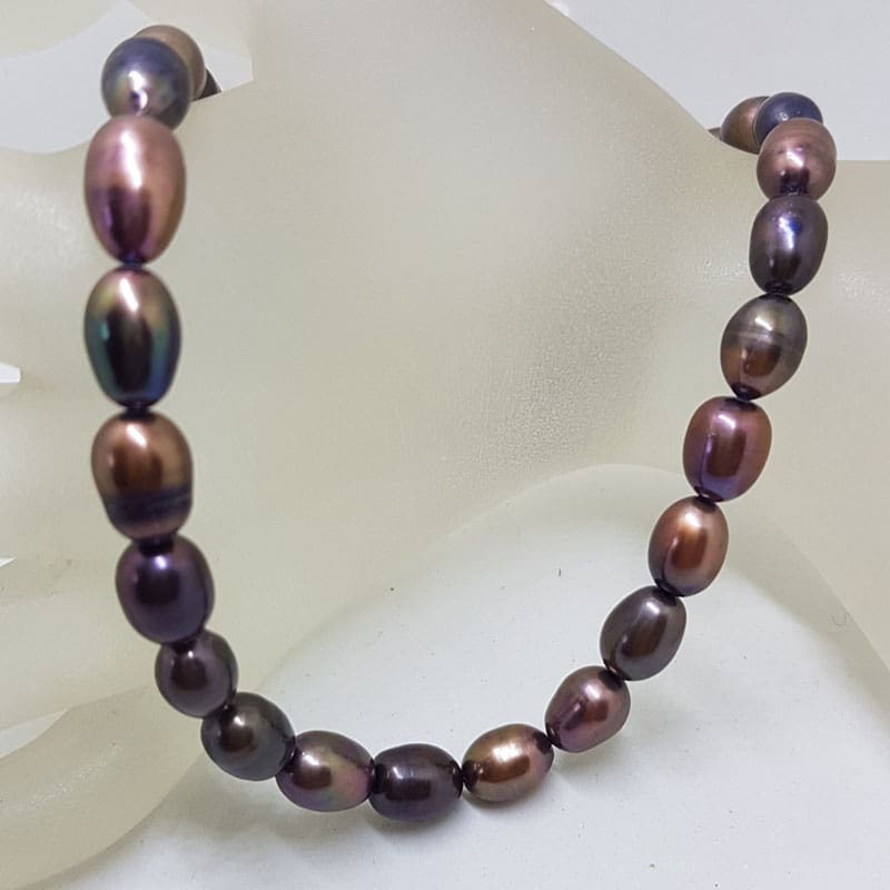 Brown Freshwater Pearl Bead Necklace with Sterling Silver Clasp