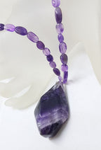Chunky Amethyst Long Bead Necklace