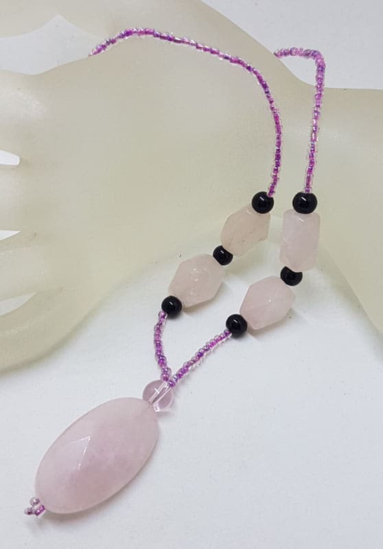 Rose Quartz Long Bead Necklace