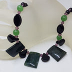 Jade / Chrysoprase , Jasper and Amethyst Bead Necklace