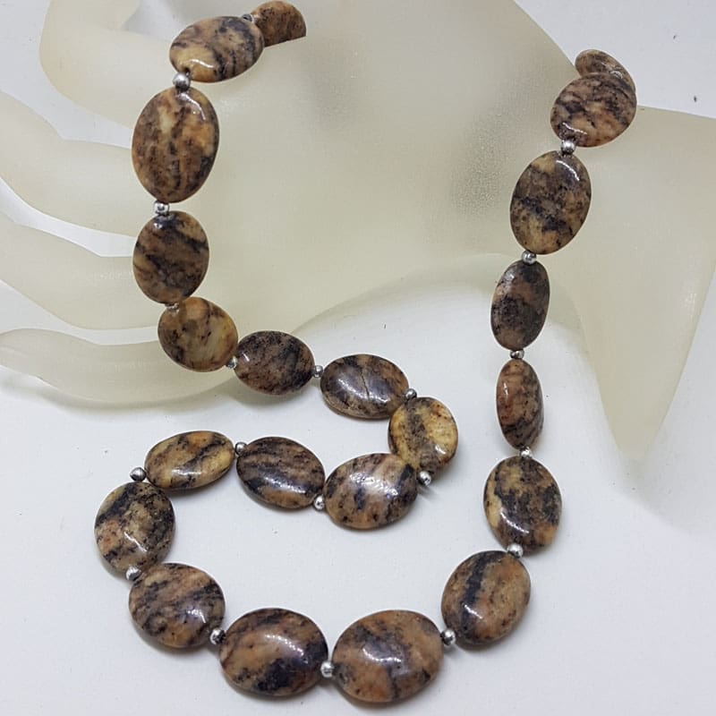 Oval Pink Feldspar Bead Necklace