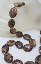 Oval Pink Feldspar Bead Necklace