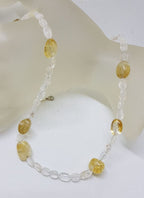 Clear Crystal Quartz and Citrine Bead Necklace