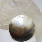 Sterling Silver Large Round Mother of Pearl Pendant on Silver Chain