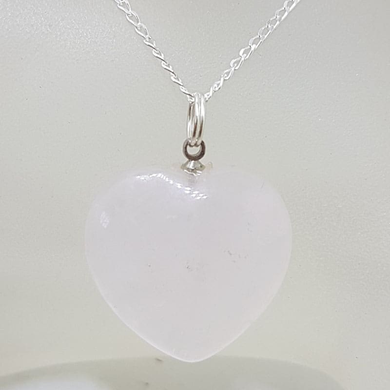 Sterling Silver Rose Quartz Heart Pendant on Silver Chain