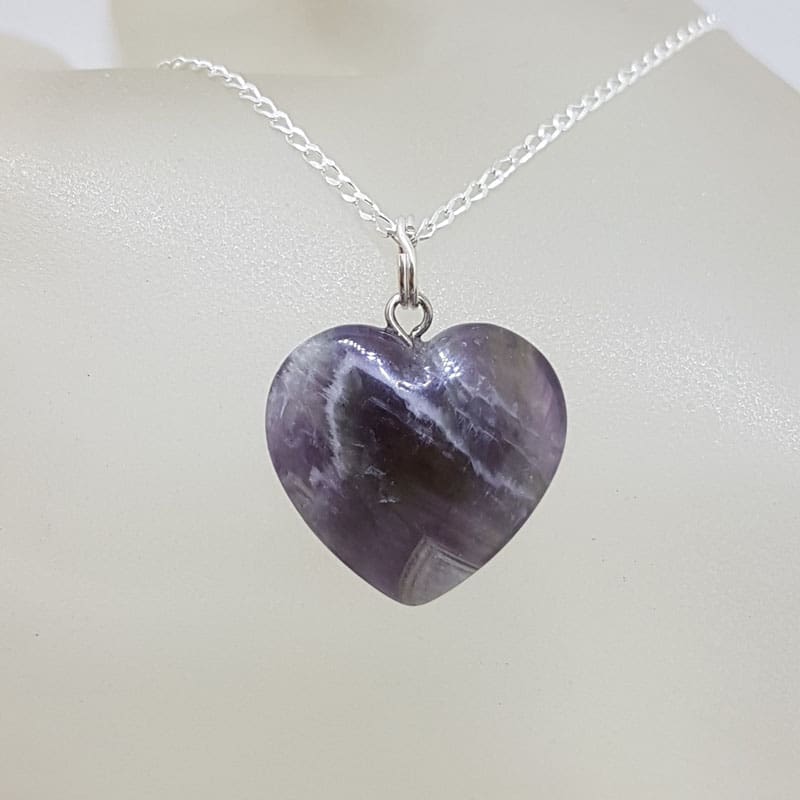 Sterling Silver Amethyst Heart Pendant on Silver Chain