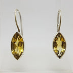 Sterling Silver Citrine Marquis Bezel Set Drop Earrings