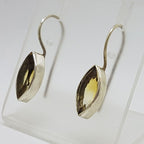 Sterling Silver Citrine Marquis Bezel Set Drop Earrings